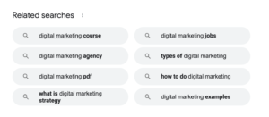 Related searches for Google search of Digital Marketing